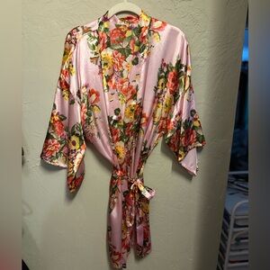 Pink Floral Satin Robe - small